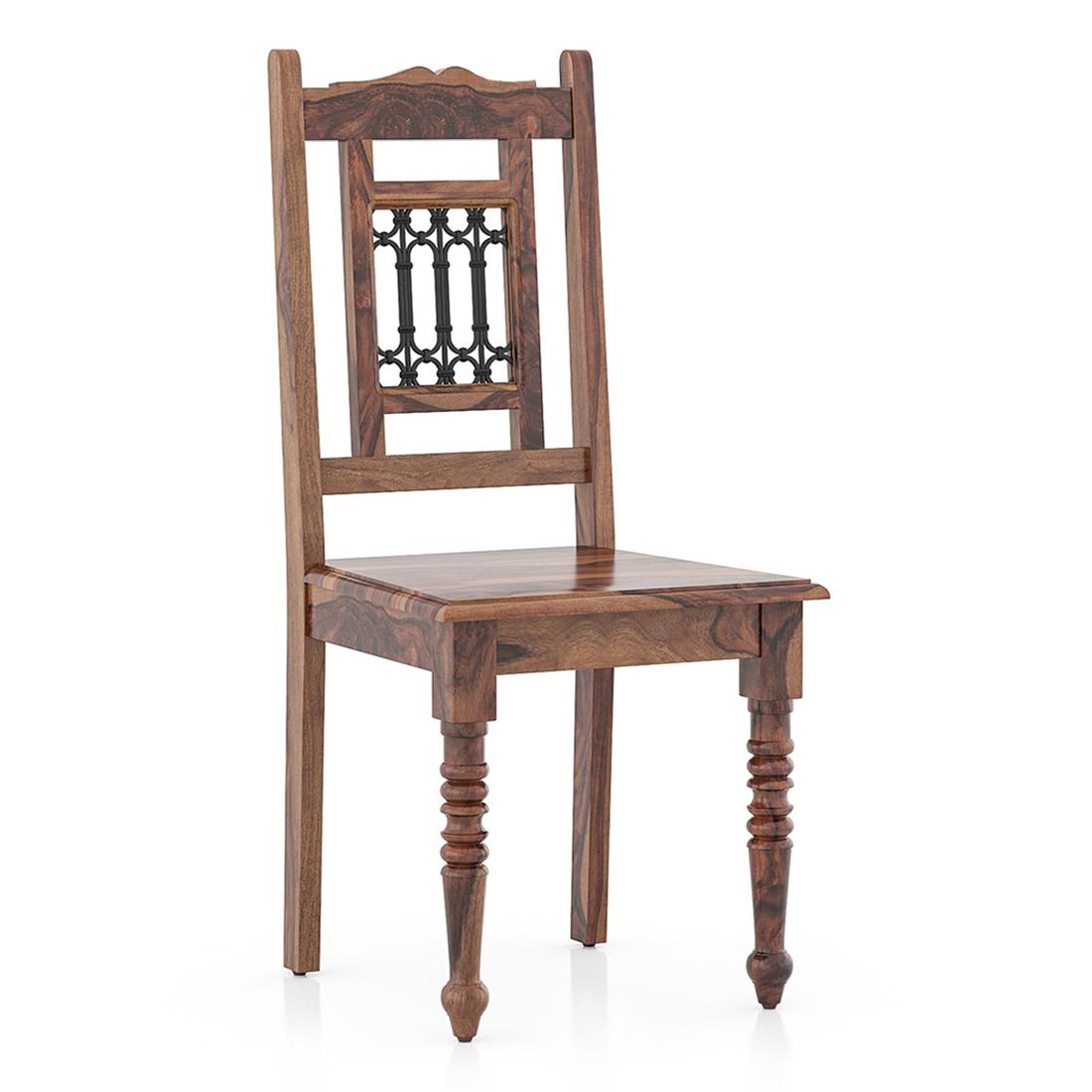 Bunai Solid Wood Dining Chair Set Of 2 In Teak Finish