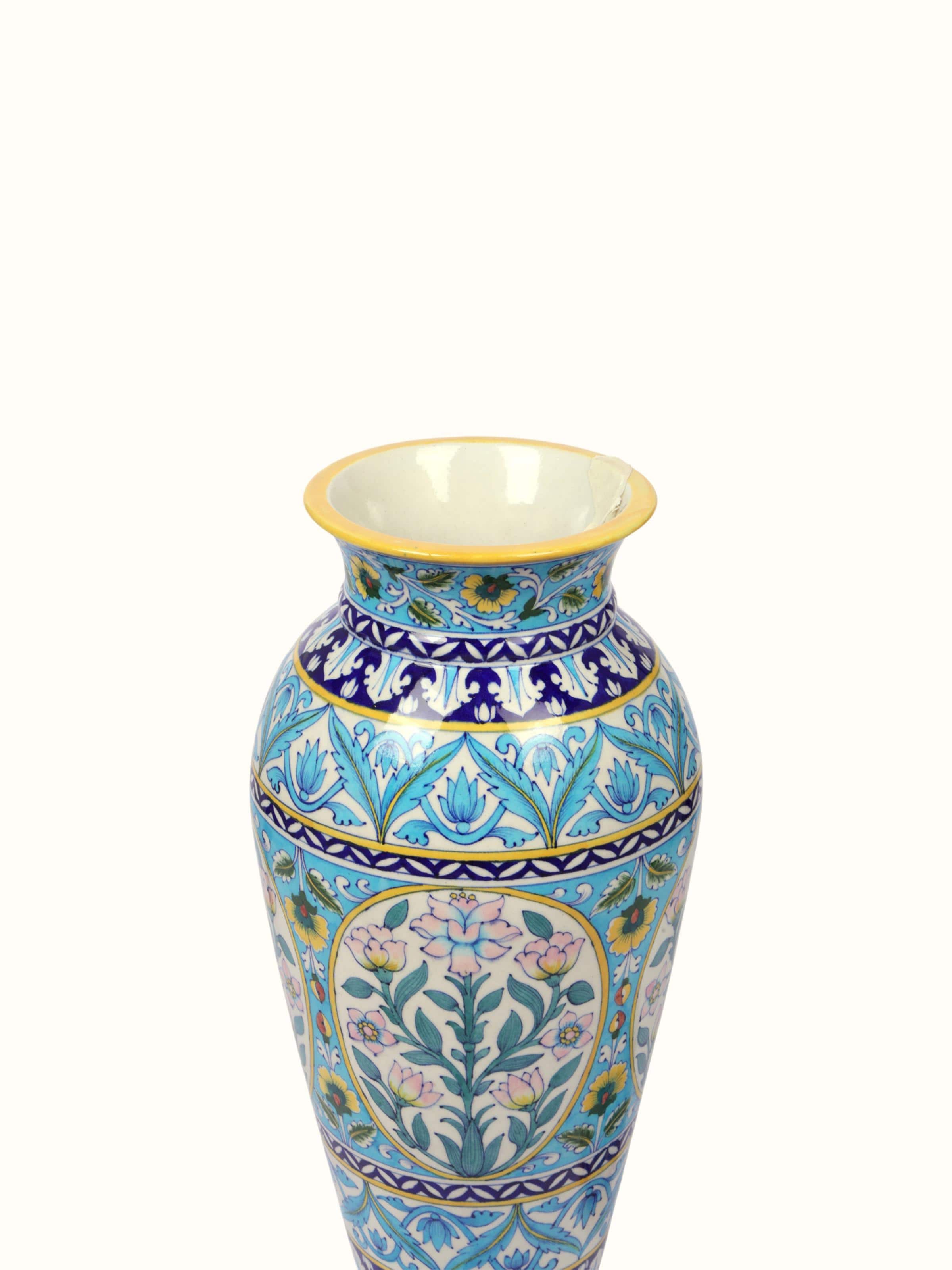 Blue Pottery Ceramic Floor Vase