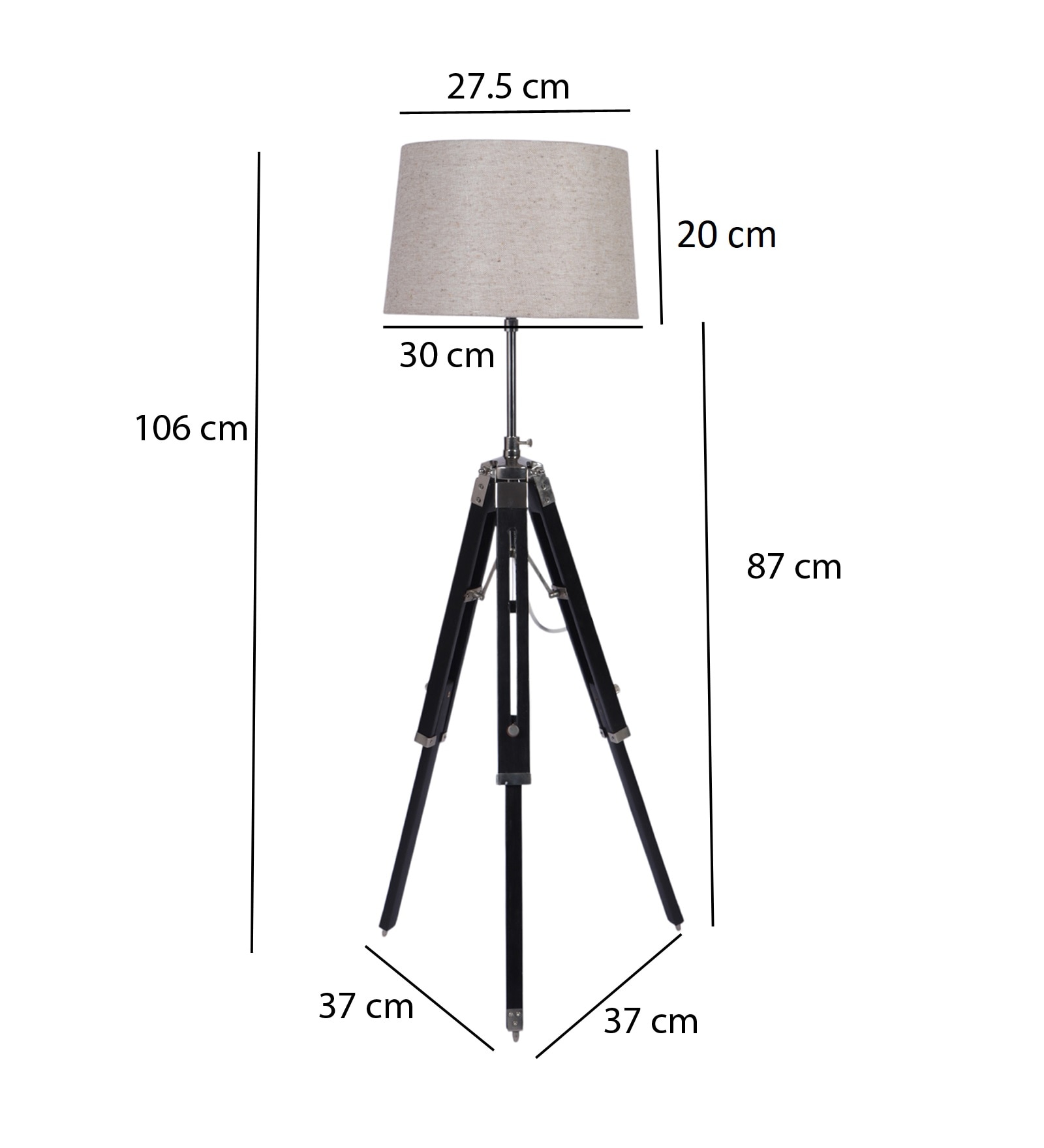 Black Dabbi Stand Floor Lamp in Beige Shade