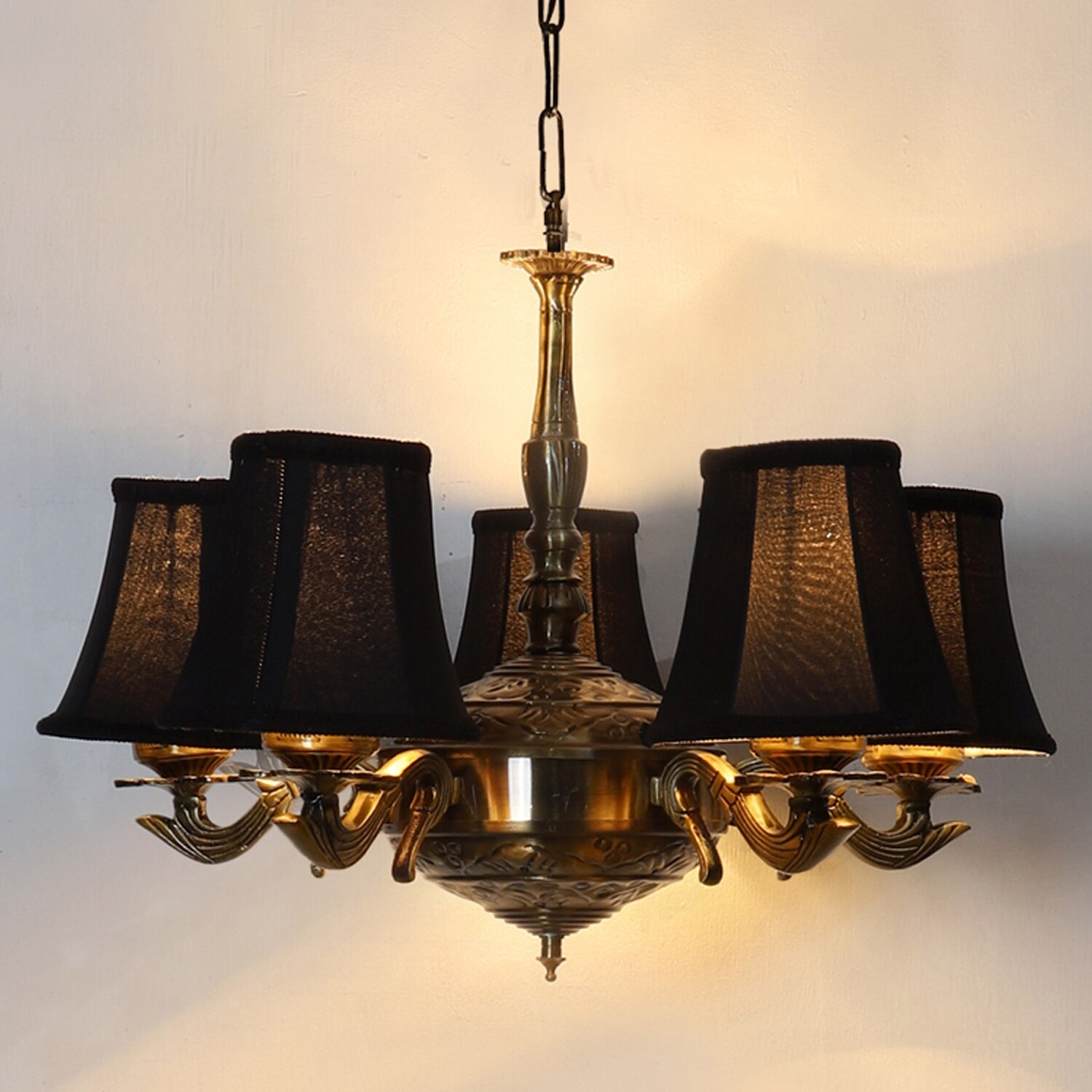 Devansh Gold Wall Mounted Lamp With Black Cotton Shade