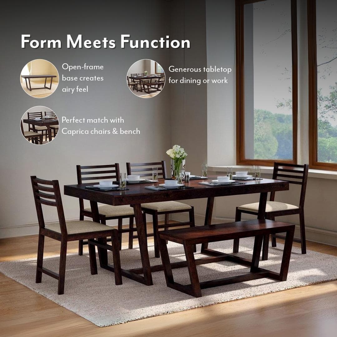 Caprica 6 Seater Dining Table In Mango Walnut Finish