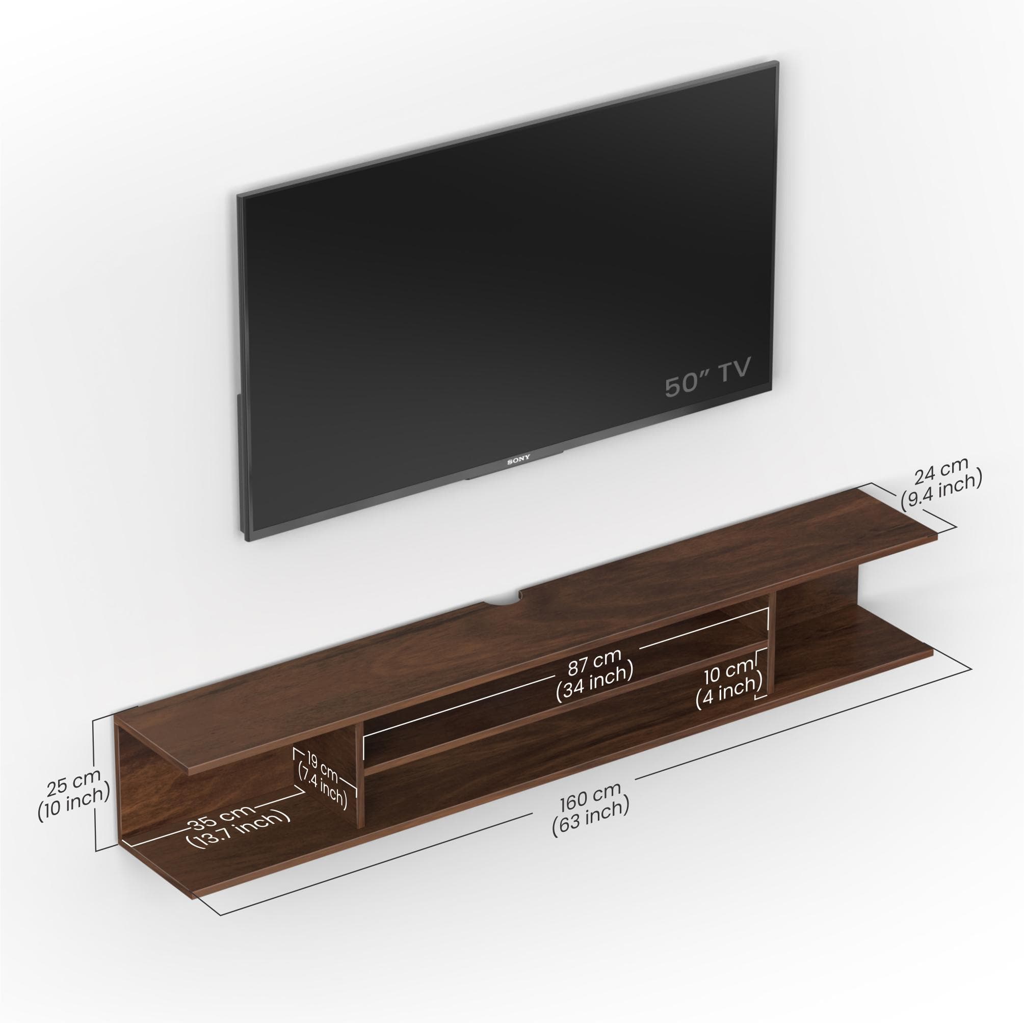 Sanque Large Engineering Wood Wall Mount Tv Entertainment In Brown Maple Finish