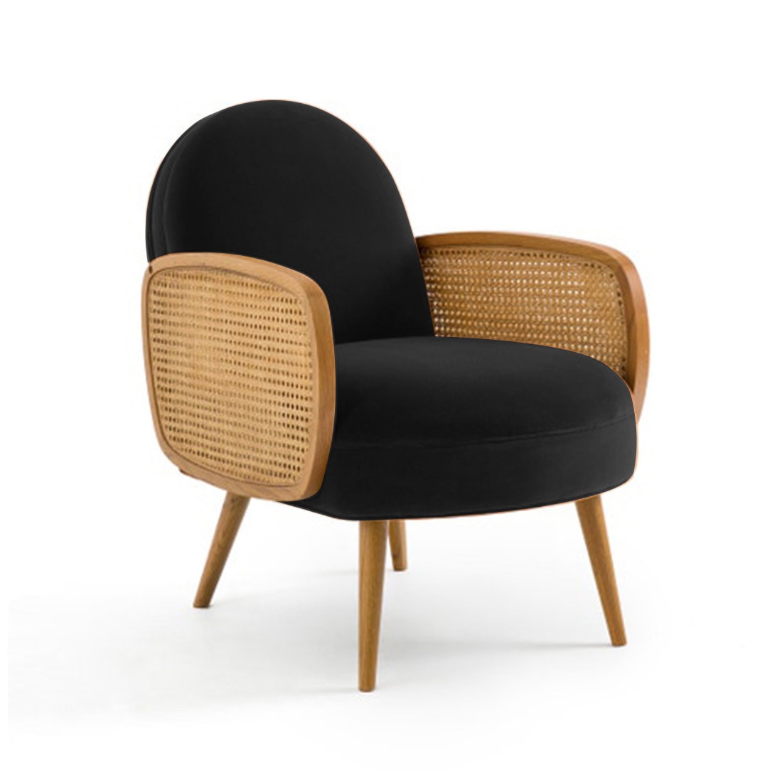 Holden Cane Accent Chair in Black Colour