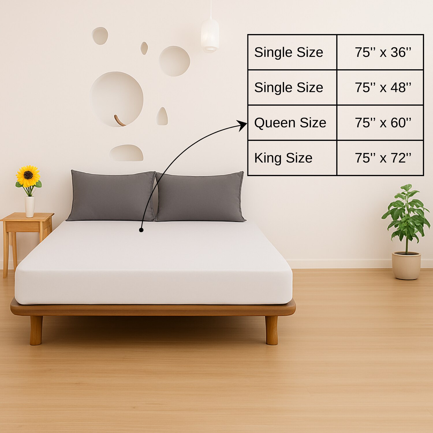 Premium Terry Polyester Fabric Waterproof Mattress Beige Queen 75X60