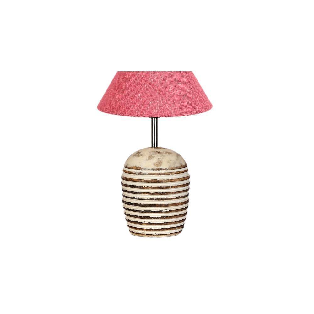 Pink Jute with White Brushed Wood Table Lamp