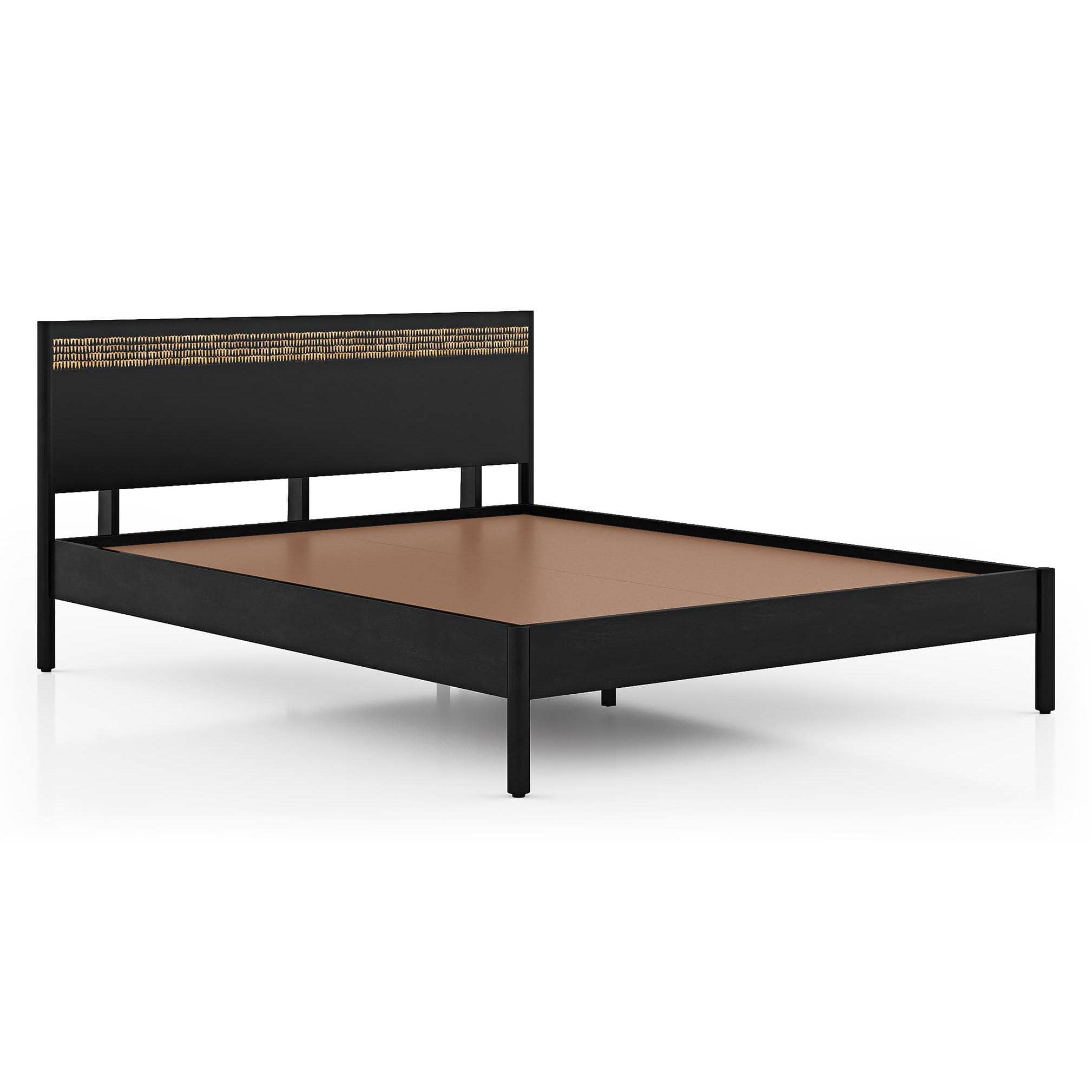 Gaku Solid Wood Queen Size Bed In Semi Gloss Finish