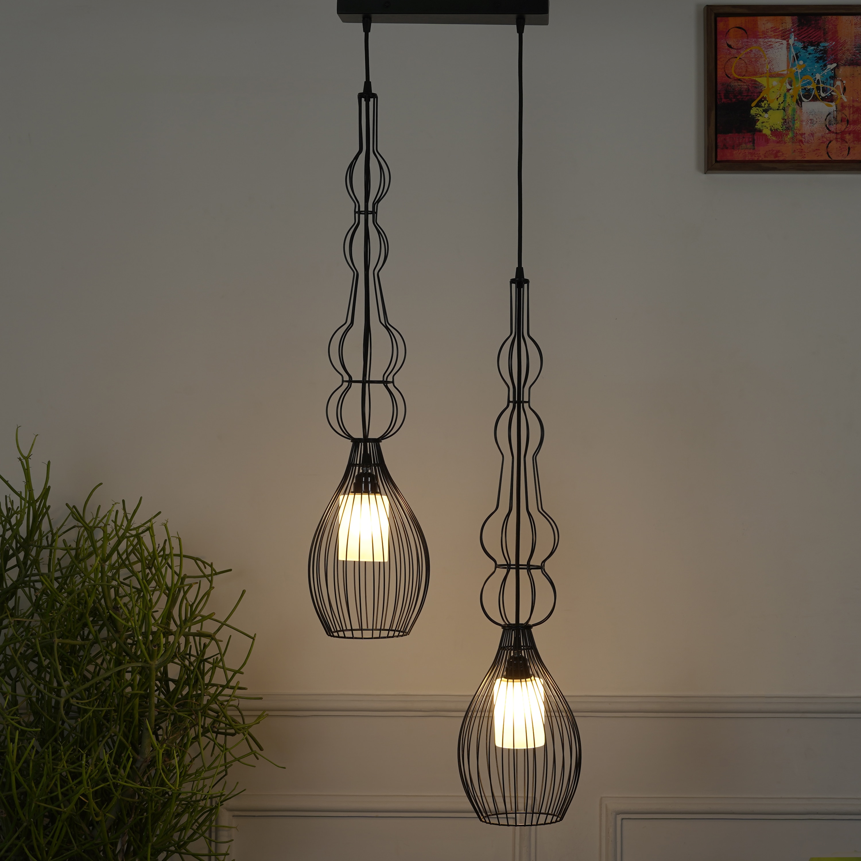 Onza Black Metal Dual Pendant Light - Kapoor Lamp Shades
