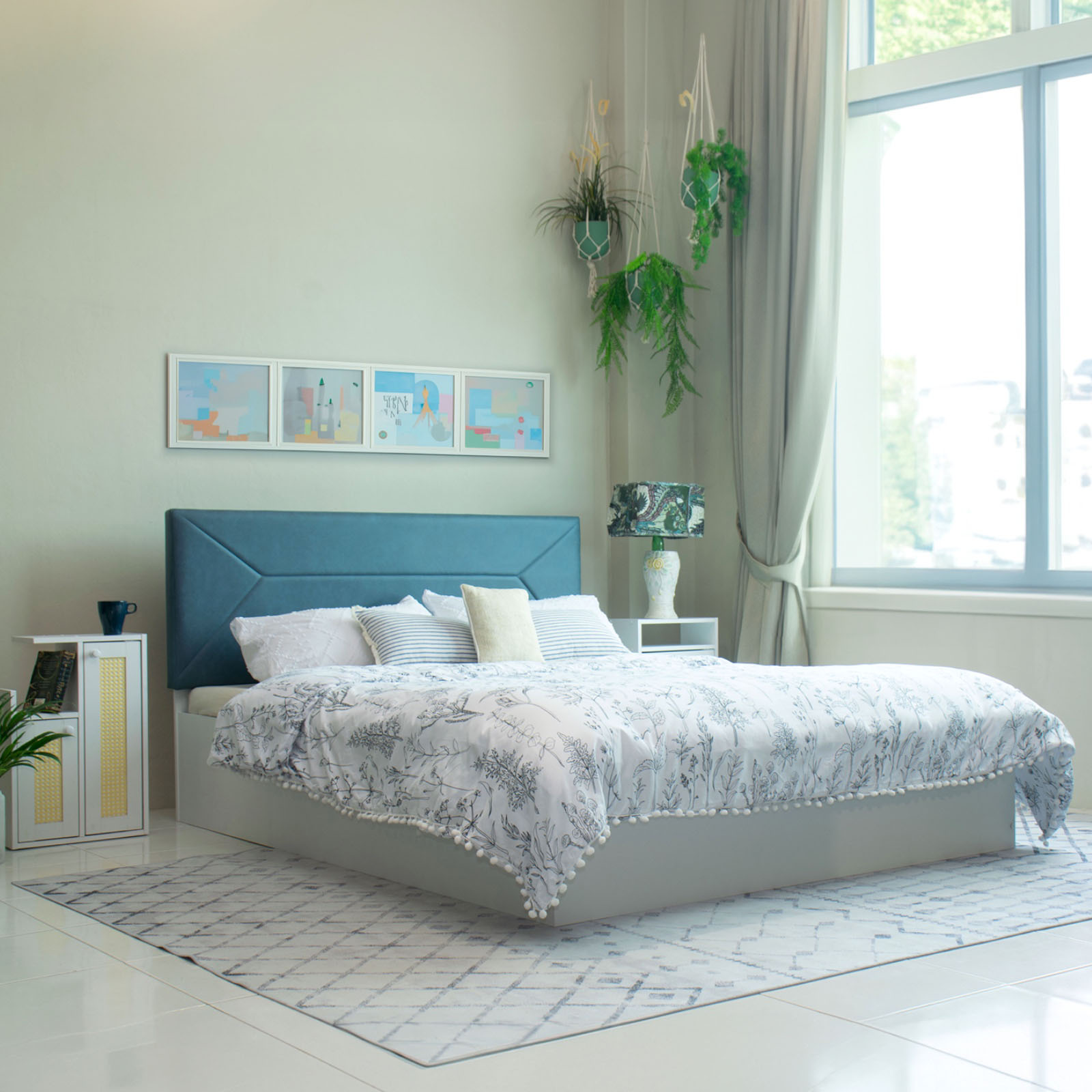 Niyama Bed With Premium Leatherette Fabric And Hydraulic Storage - Queen Bed