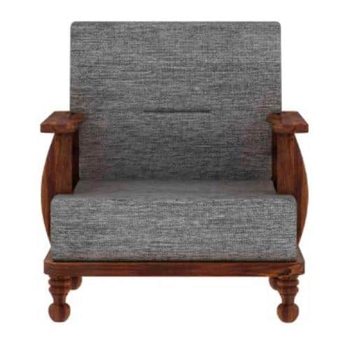 Brixton Wooden One Seater Sofa in Grey Colour