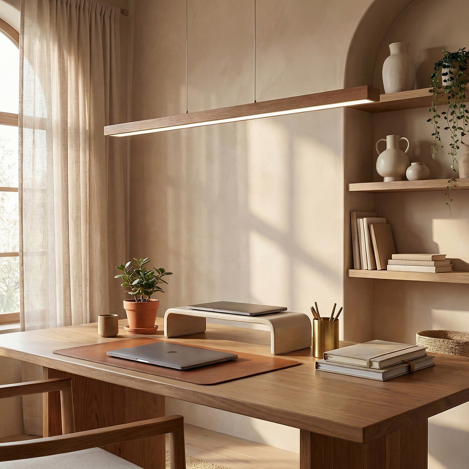 Brigitte 48 Brown Solid Wood Single Hanging Light