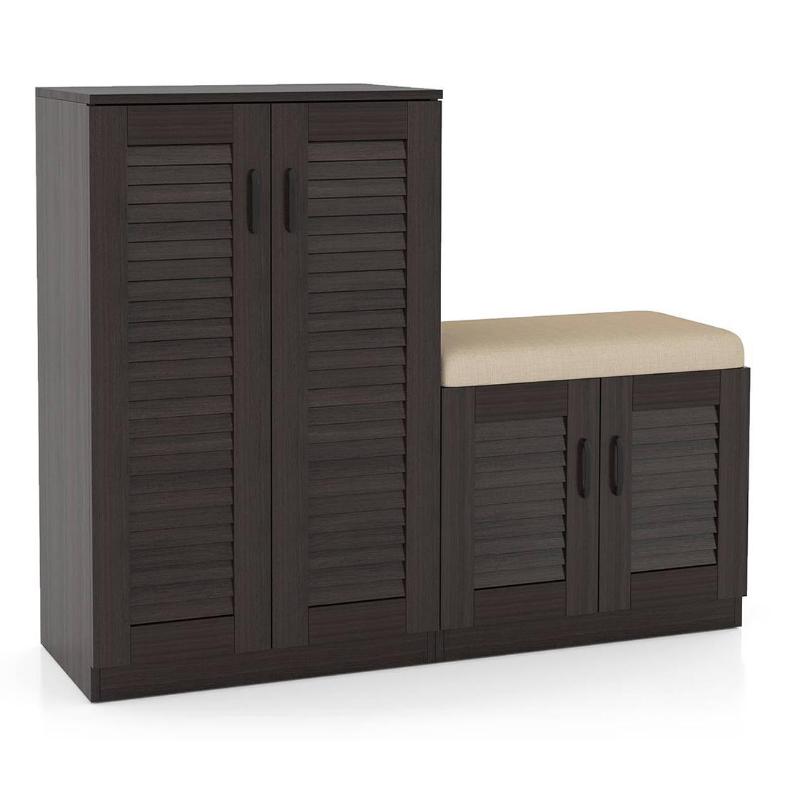 Bennis 25 Pair Shoe Rack in Dark Walnut Finish