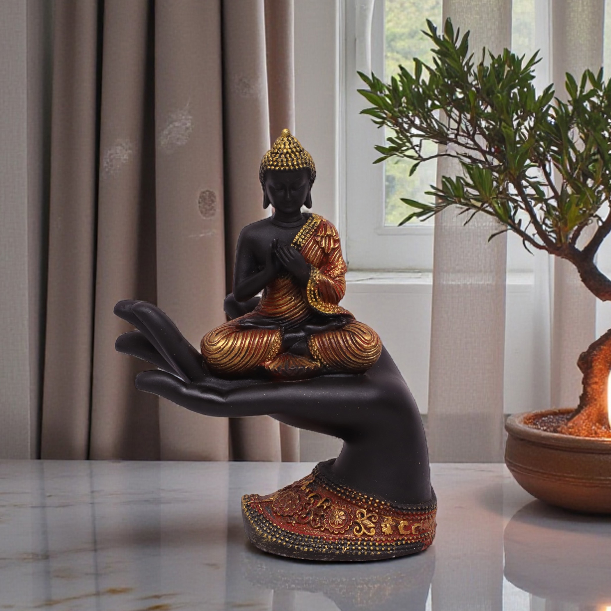 VEDAS Polyresin  Figurine in Orange Colour - Vedas