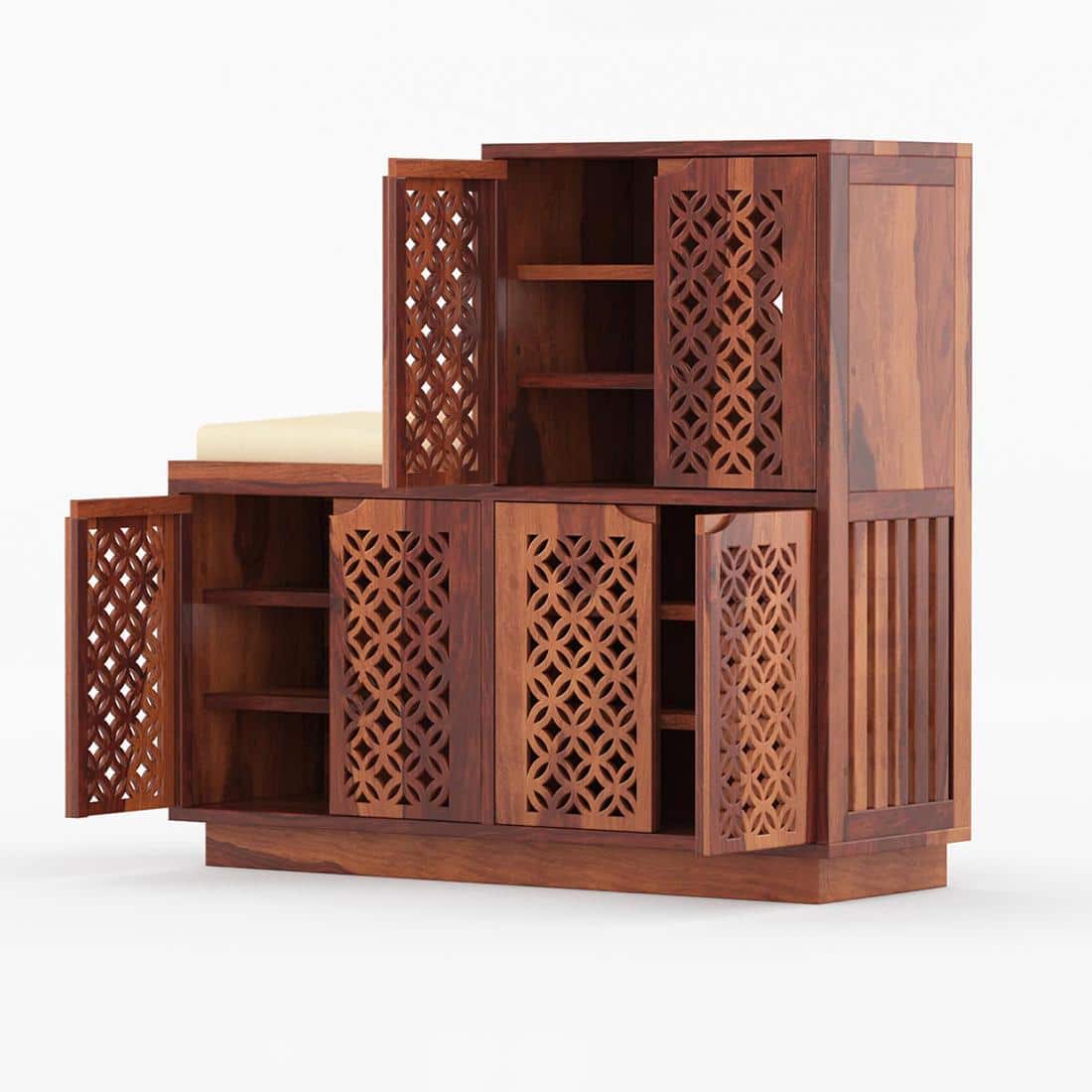 Casventa Shoe Rack Of 25 Pairs In Honey Oak Color