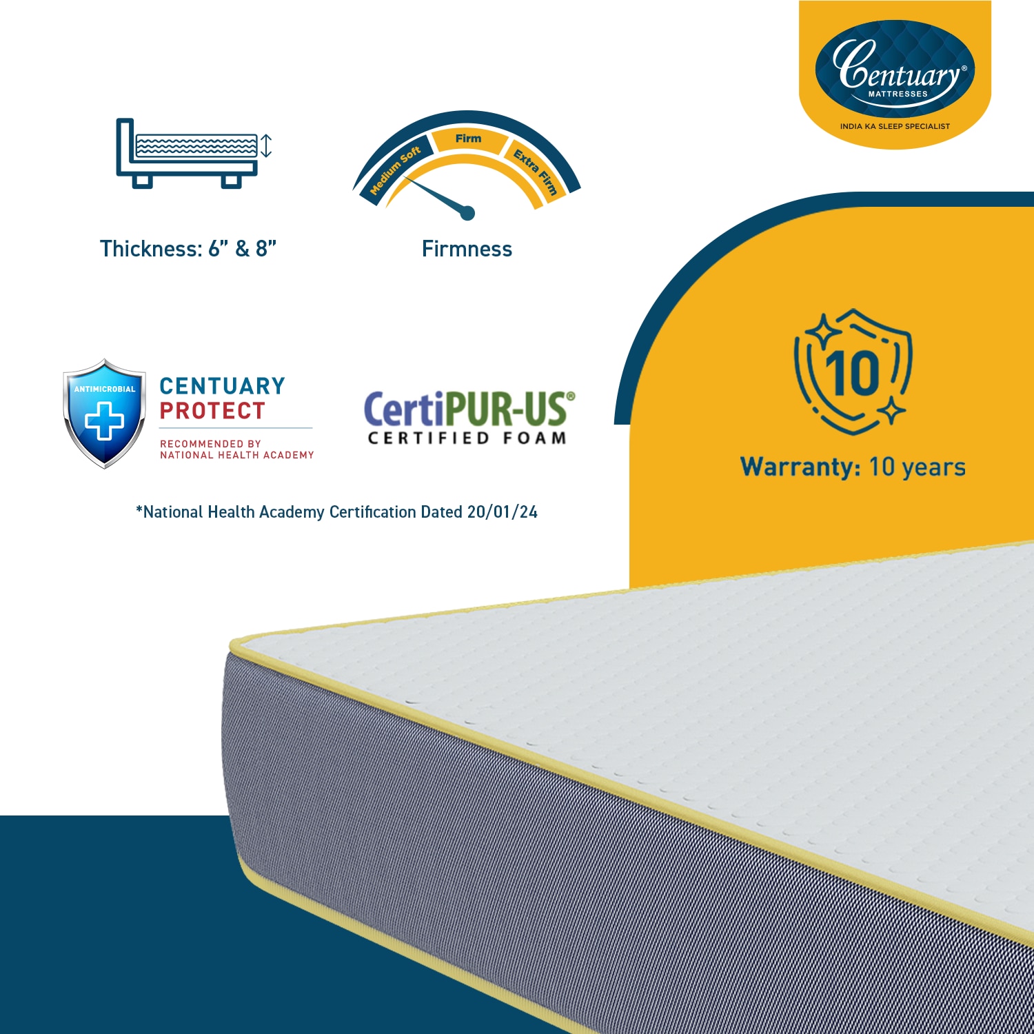 Sleepables Orthopedic Memory Foam Back Support Mattress (78 x 60 in, 8 Inches)