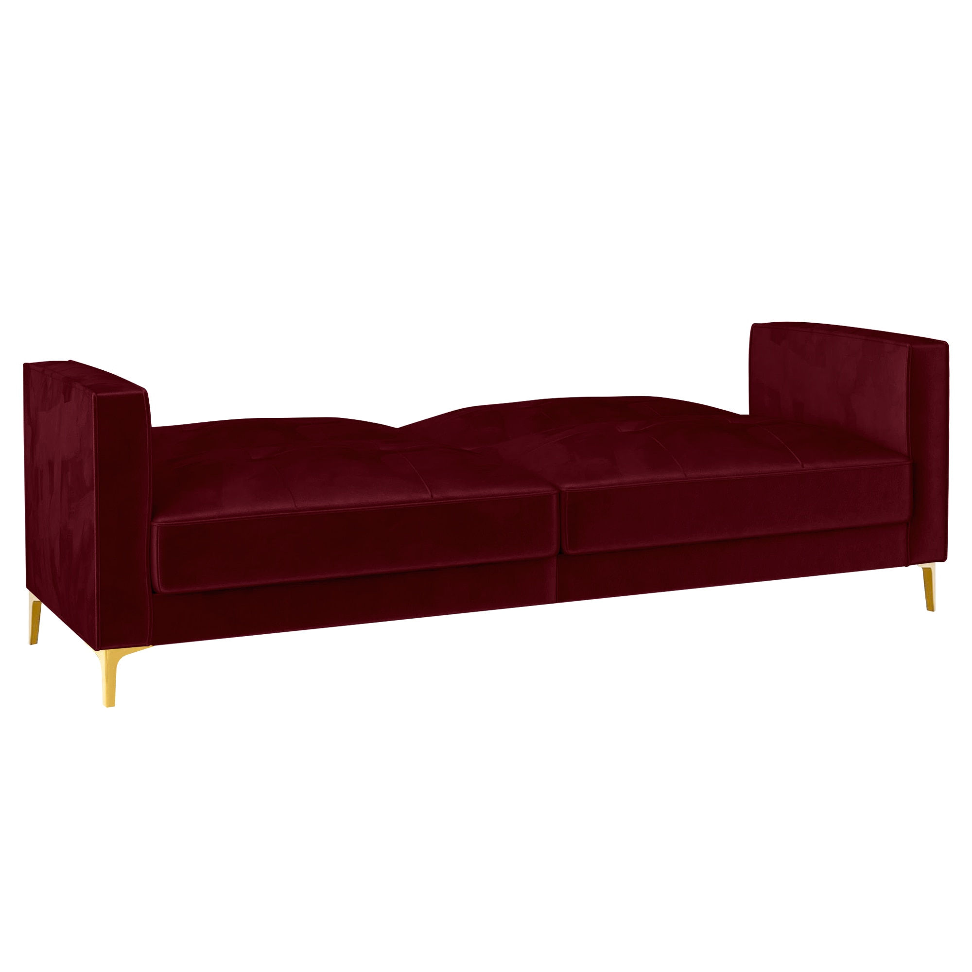 Novelle 3 Seater Velvet Sofa Cum Bed in Maroon colour