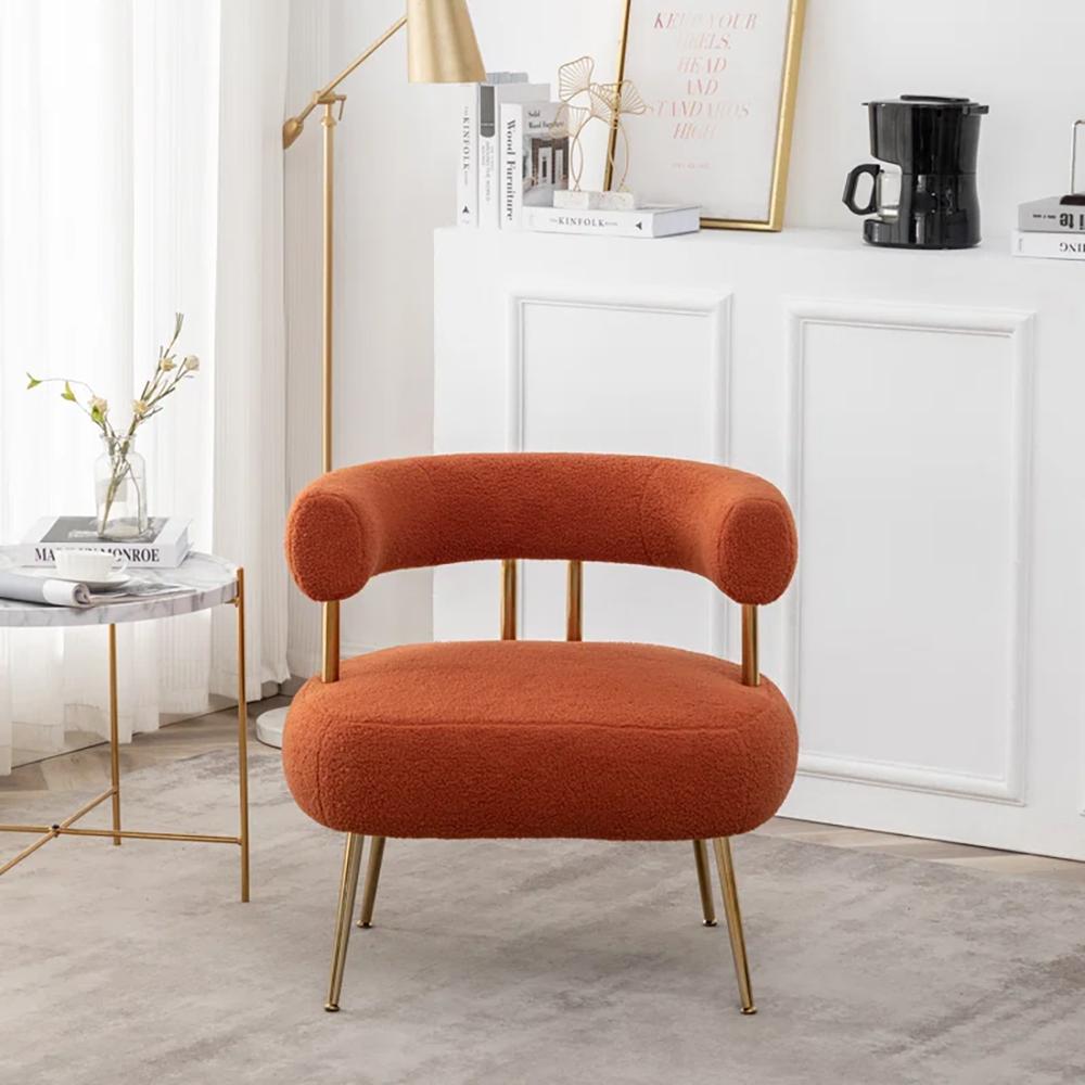 Bonnita Solid Wood Accent Chair in Orange Colour - Doe Buck