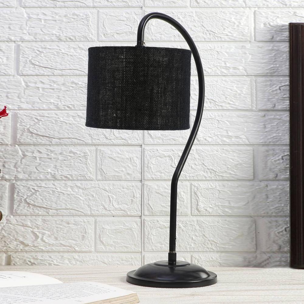Black Jute Curvy table lamp with Iron Base (SP18)