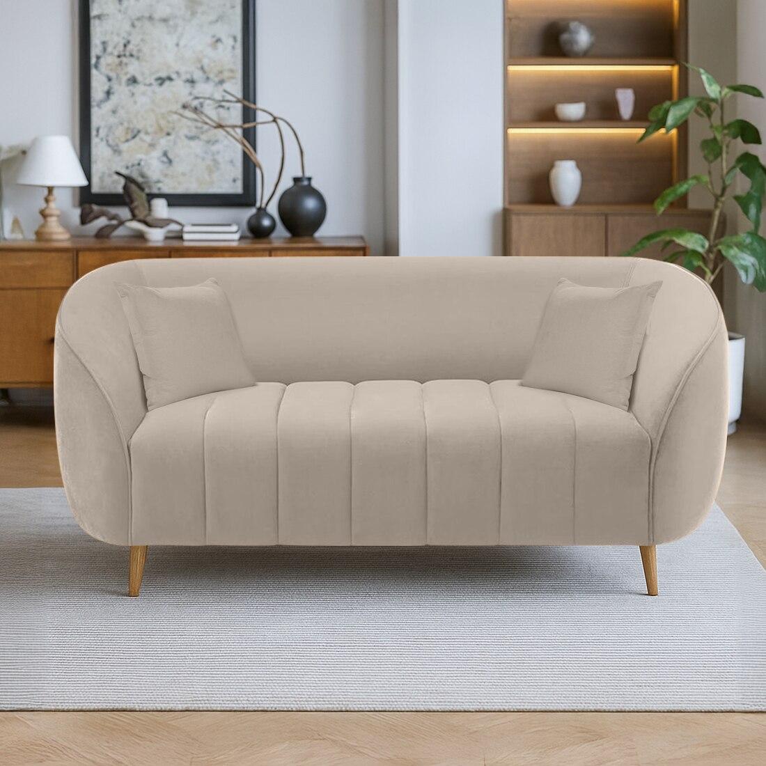 Nero Velvet 2 Seater Sofa in Cream Colour