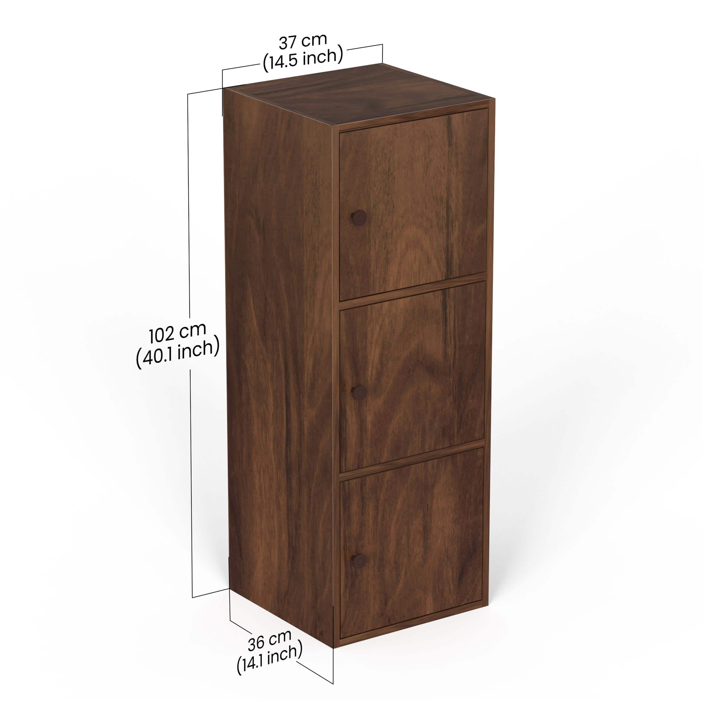 Calcio 3-Tier Engineered Wood Wardrobe In Brown Maple Finish
