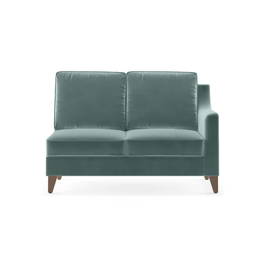 Abbey Sectional Sofa (Colour : Dusty Turquoise Velvet, Cushion : Soft, Seater : Left Aligned 2 Seater + Left Aligned Chaise)