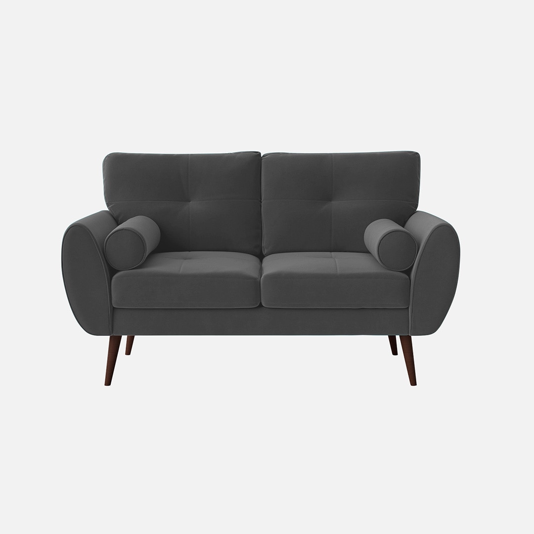Faro Velvet 2 Seater Sofa in Dark Grey Colour