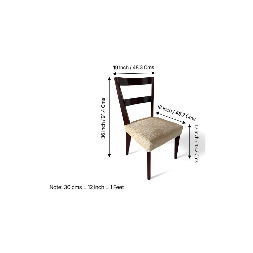 Newport wood Set of 2 Dining Chairs in Beige Mossy Fabric Cushioning with DARK WALNUT FINISH