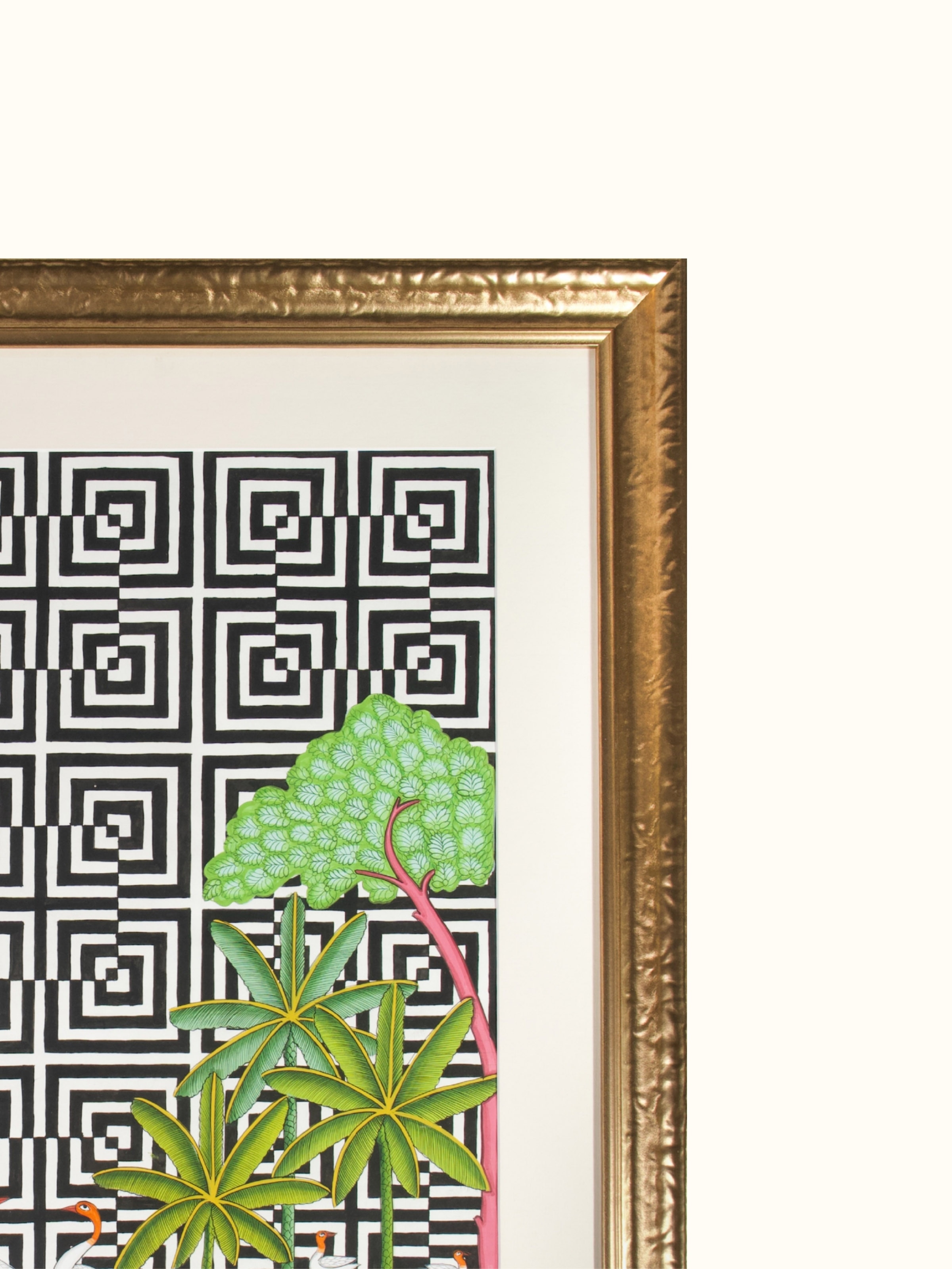 Sarus Geometric Illusion Pichwai Painting