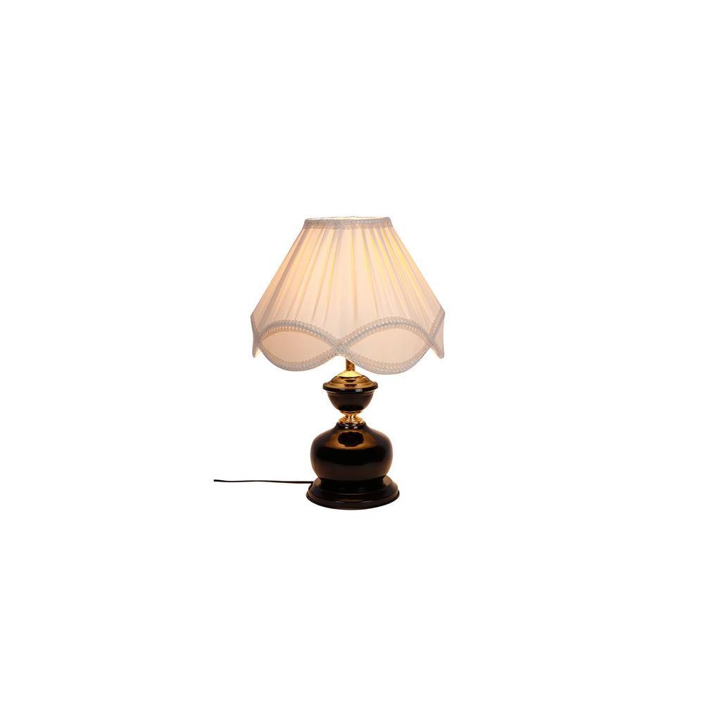 Atreus Off White Fabric Shade Table Lamp with Black Iron Base