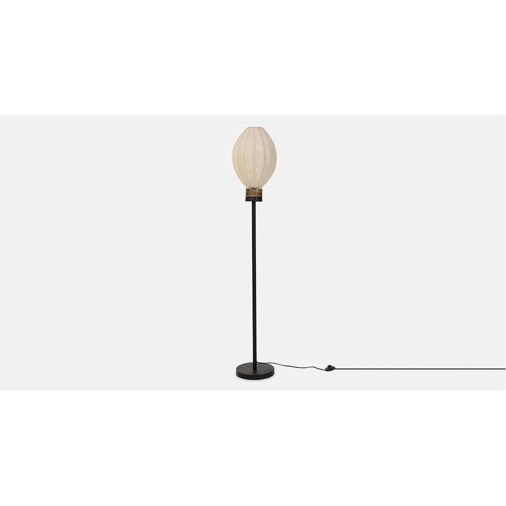 Neva Off White Floor Lamp With Black Iron Base