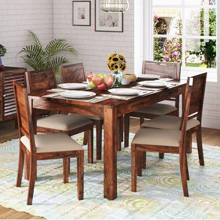 Arabia Xl Storage 6 Seater Dining Table In Teak Finish