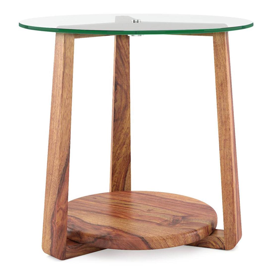 Jones Solid Wood Side Table in Teak Finish