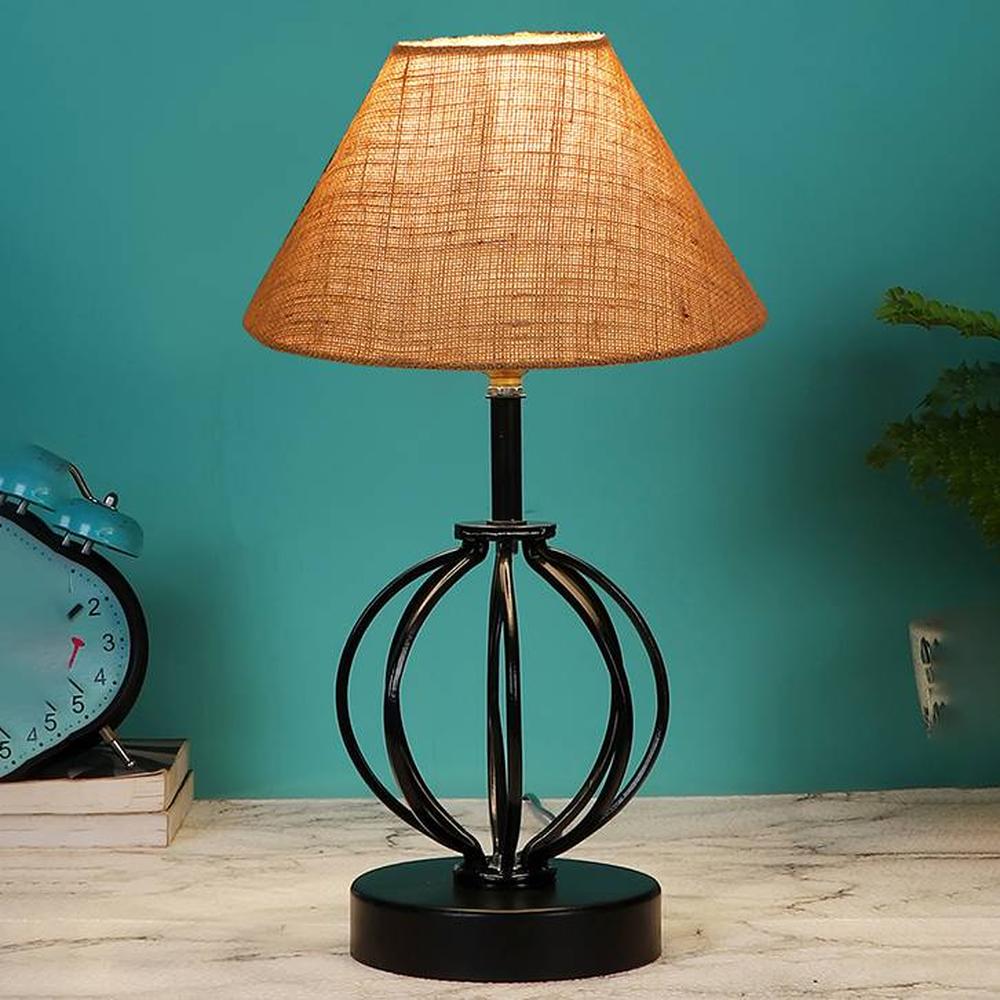 Lia Beige Jute Table lamp with Iron Base
