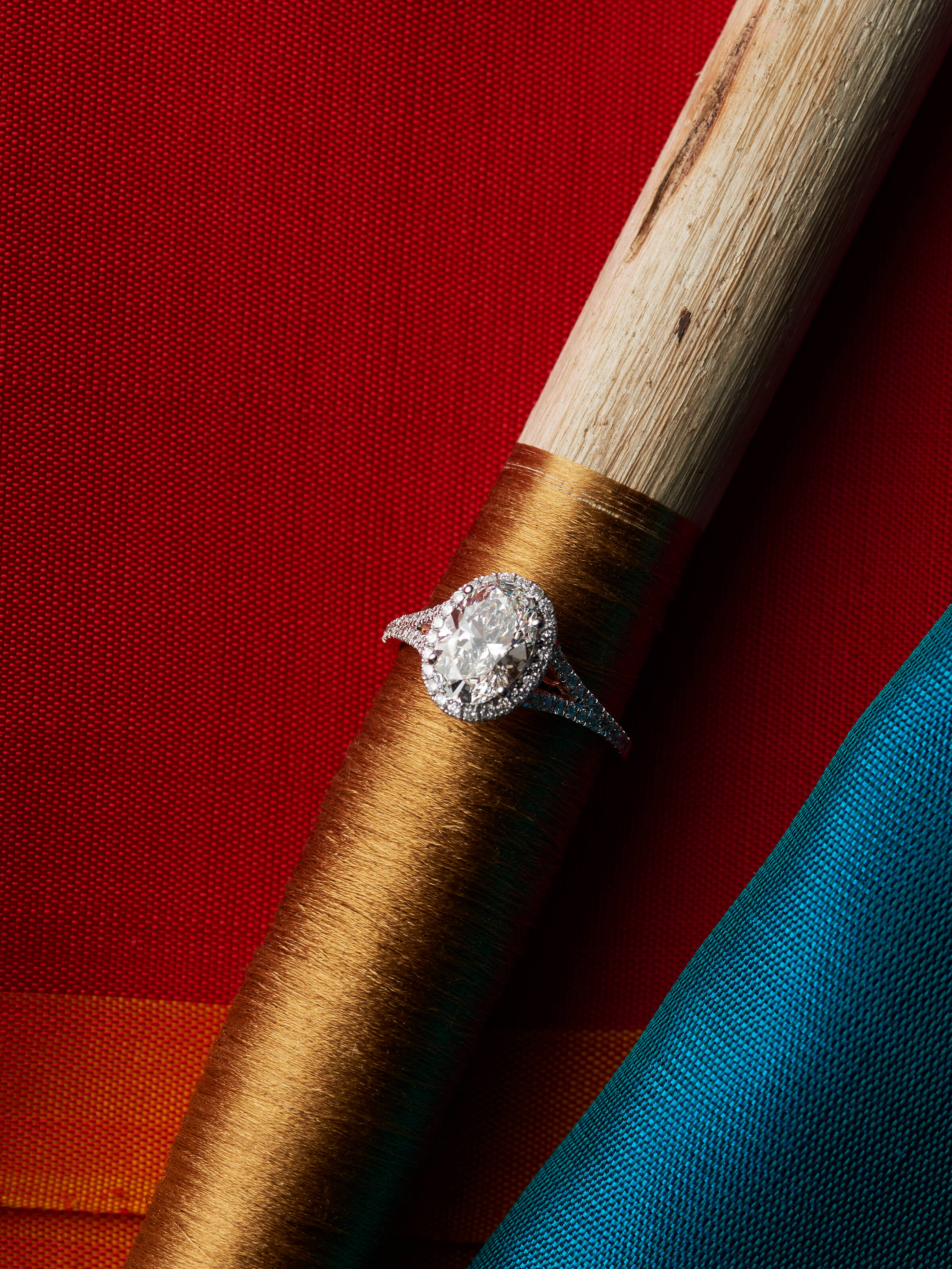 lifestyle view of open setting 14 karat gold ring