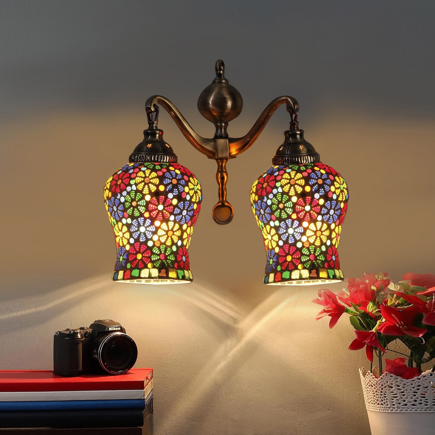 Devansh Metal Electric Wall Light in Multi Colour with Multi Shade Count of 2 Lights - Devansh