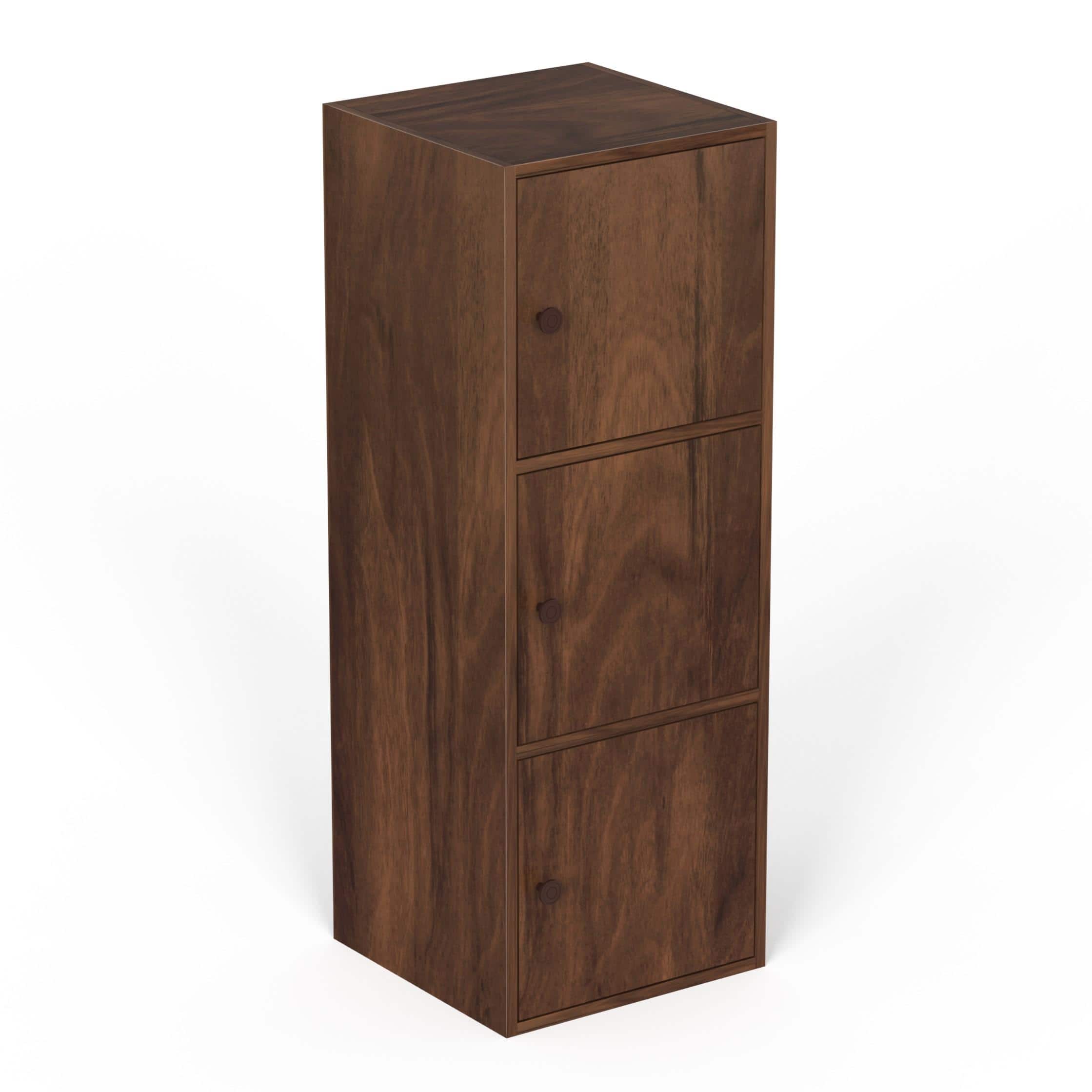 Calcio 3-Tier Engineered Wood Wardrobe In Brown Maple Finish