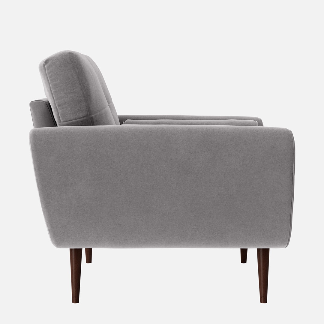 Faro Velvet 1 Seater Sofa in Grey Colour