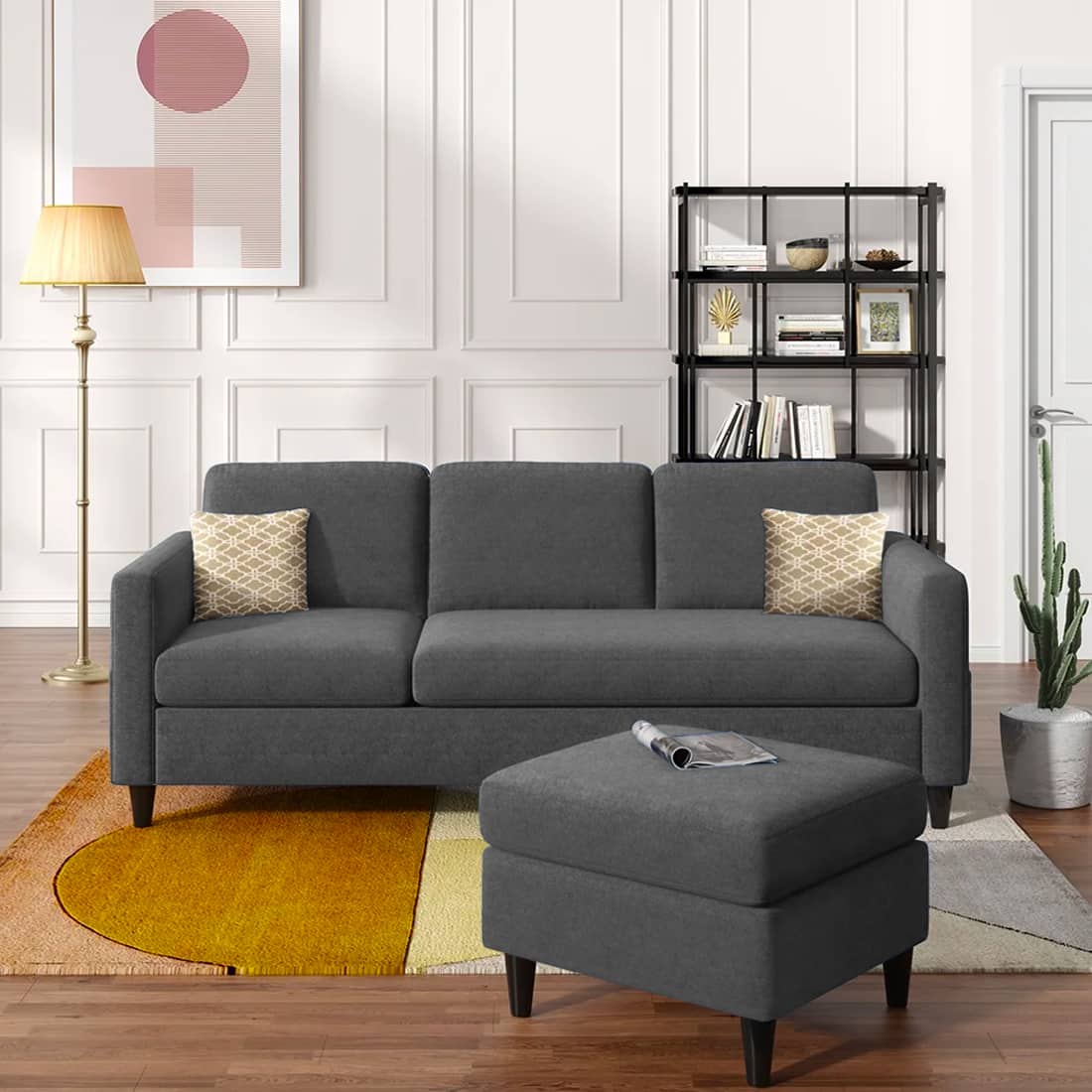 Monznij Sectional Fabric Sofa - Grey - Home Lifestylez