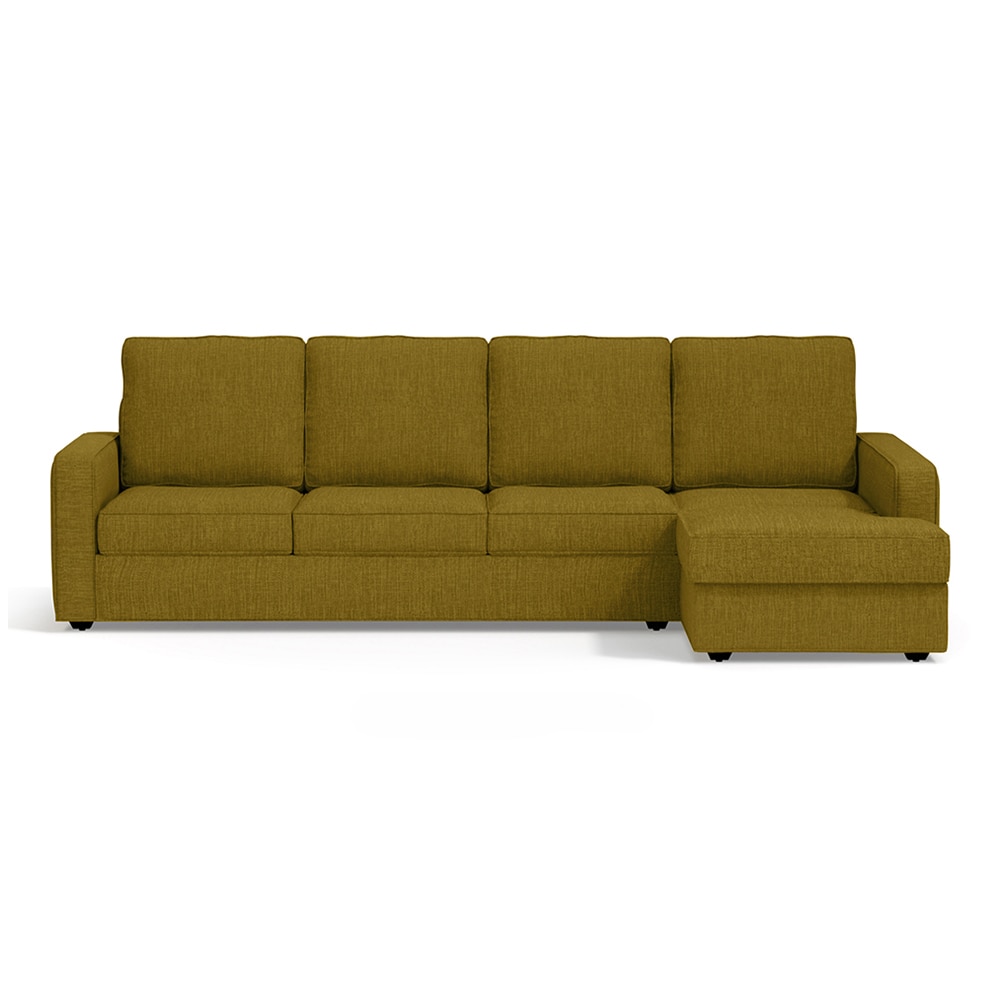 Apollo Compact Sofa (Colour : Olive Green, Cushion : Hard, Back Type : High Back, Seating Capacity : Right Aligned 3 Seater + Right Aligned Chaise + Ottoman)