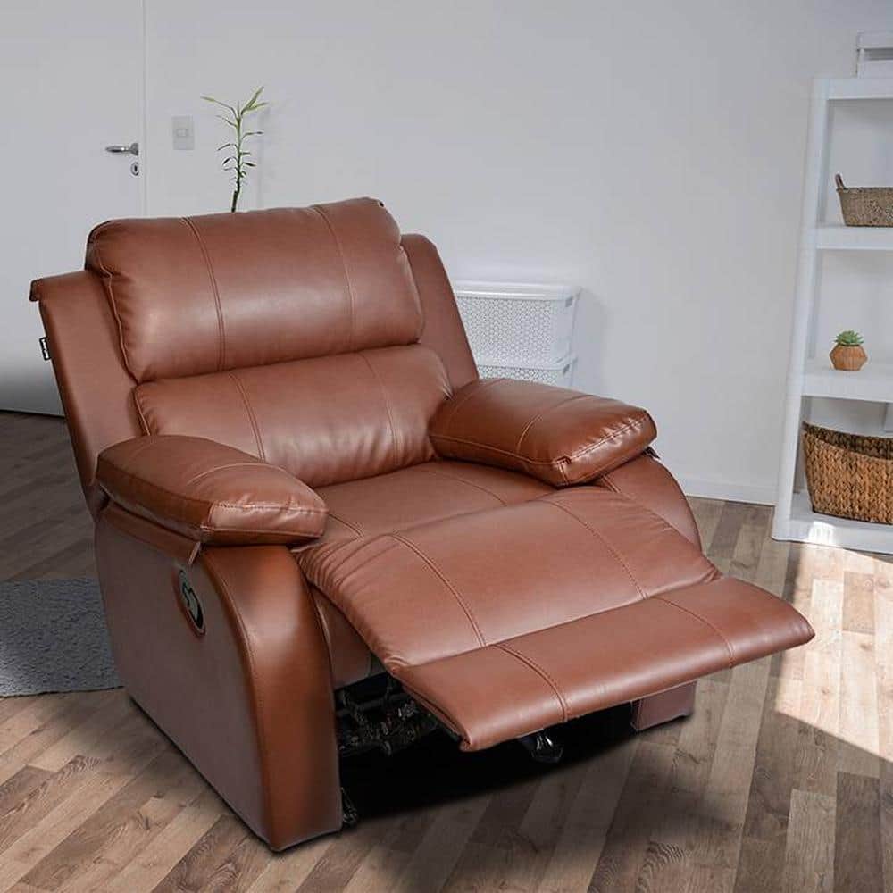 Cheer Leatherette One Seater Manual Recliner in Tan Colour