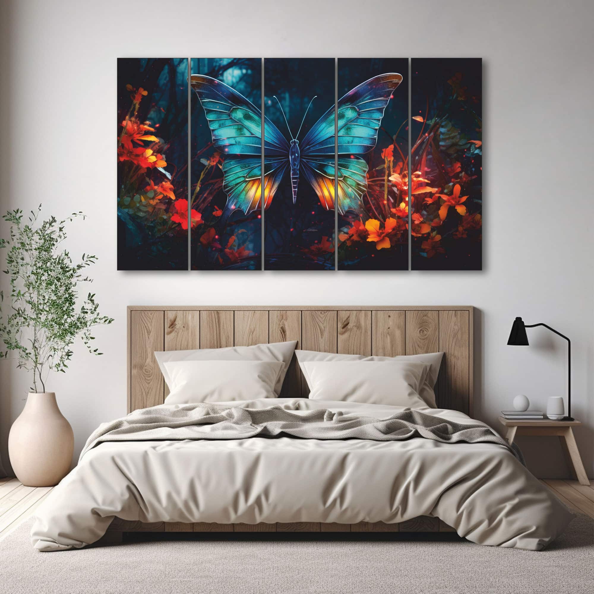 The Castle Decor Butterflies Wall Painting Wooden Framed Digital Painting 27x48 Inch - The Castle Decor