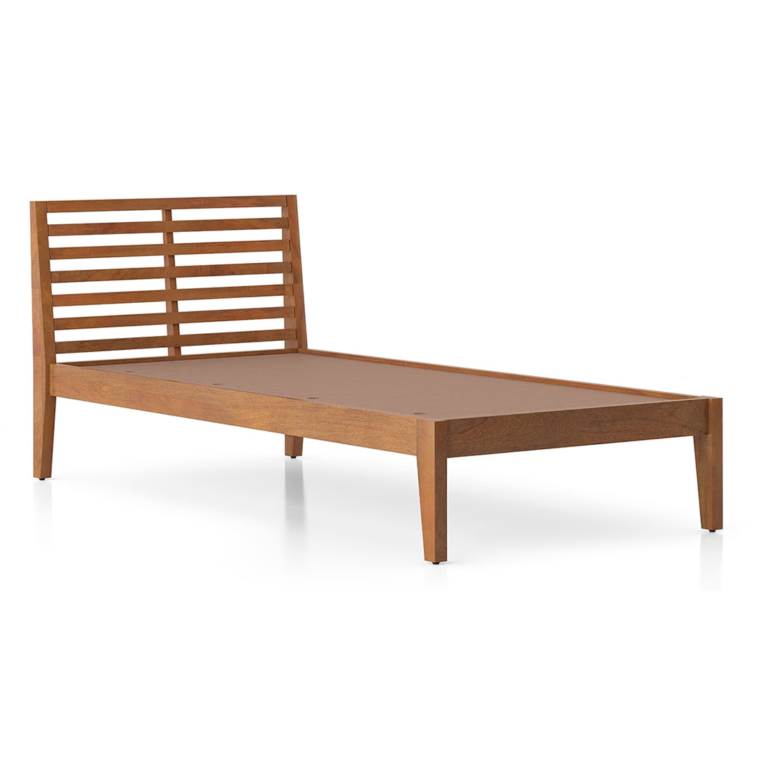 Elwyn Nonstorage Single Bed In Amber Walnut Finish