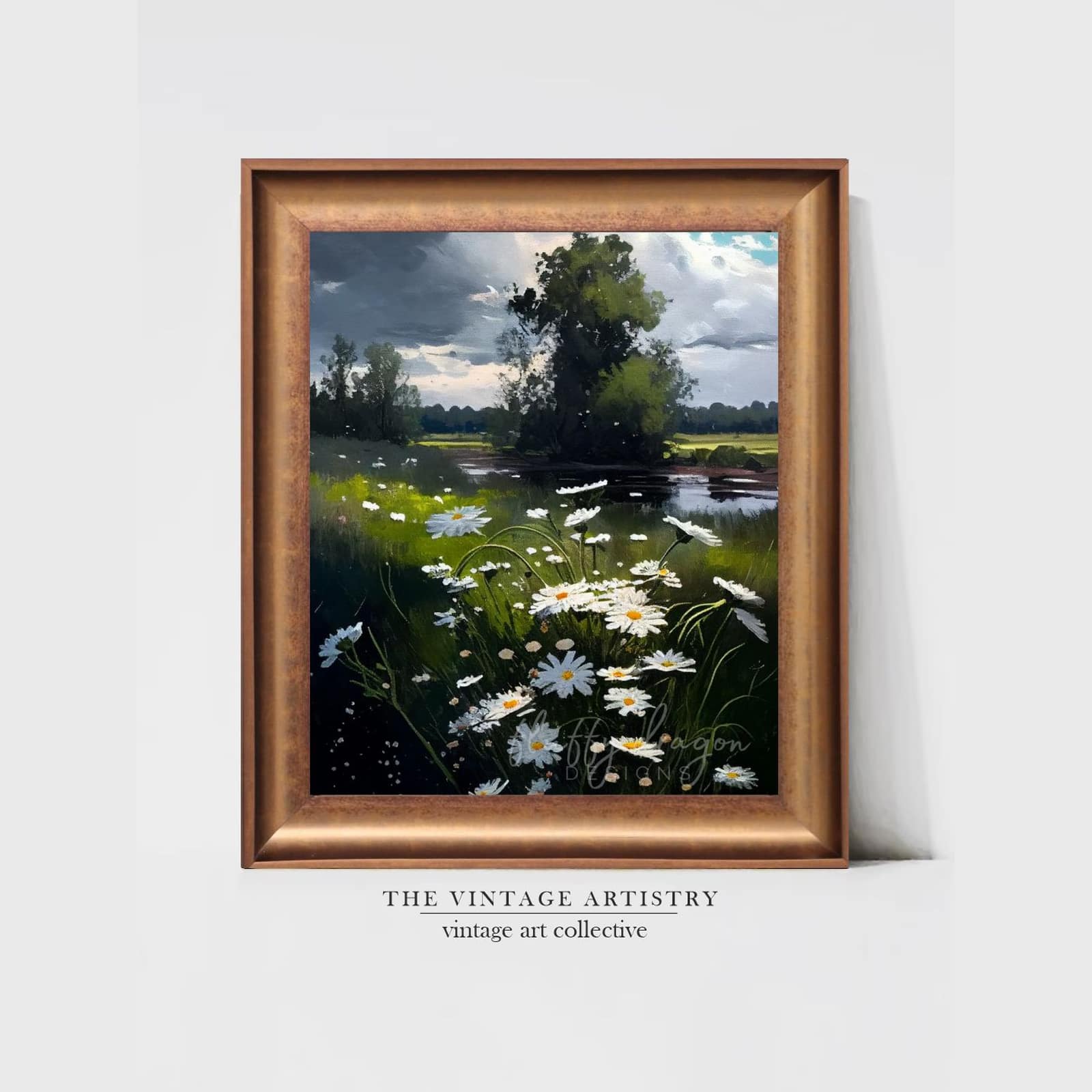 Artistry Green Brown Lake Realism Framed Canvas Wall Canvas Wall Prints Set of 1 Multicolor Matte