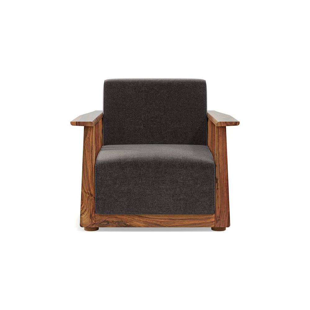 Serra Wooden Sofa - Teak Finish (Smoke Grey)
