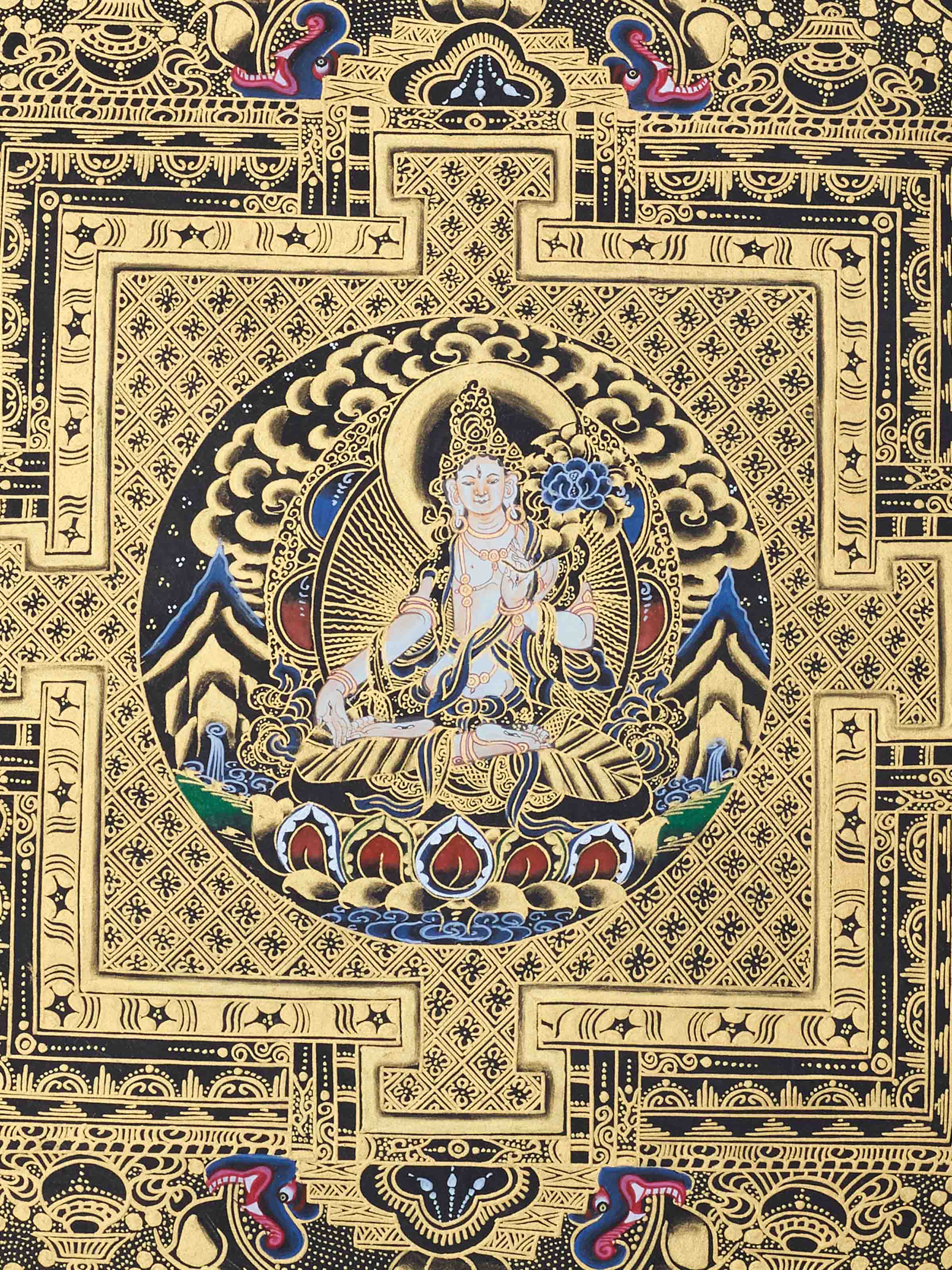 White Tara with Mantra Thangka Painting