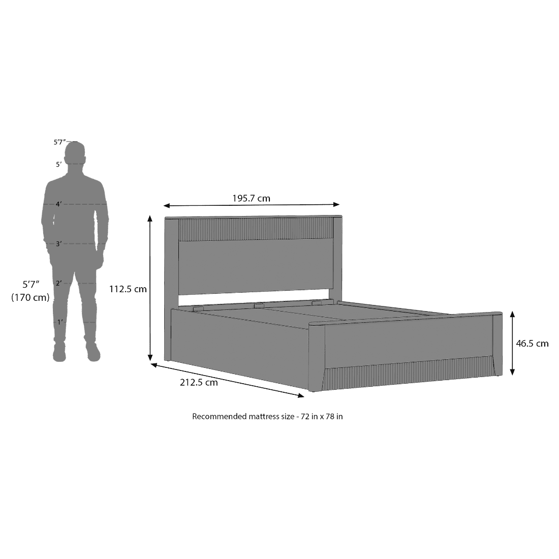Toledo Solid Wood King Size Hydraulic Storage Bed In Danish Walnut Finish