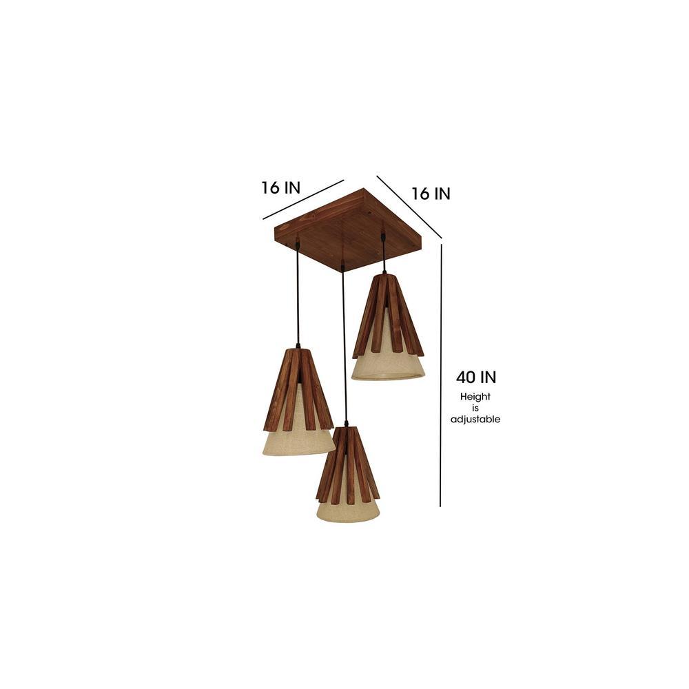 Flue Brown Solid Wood Cluster Hanging Light