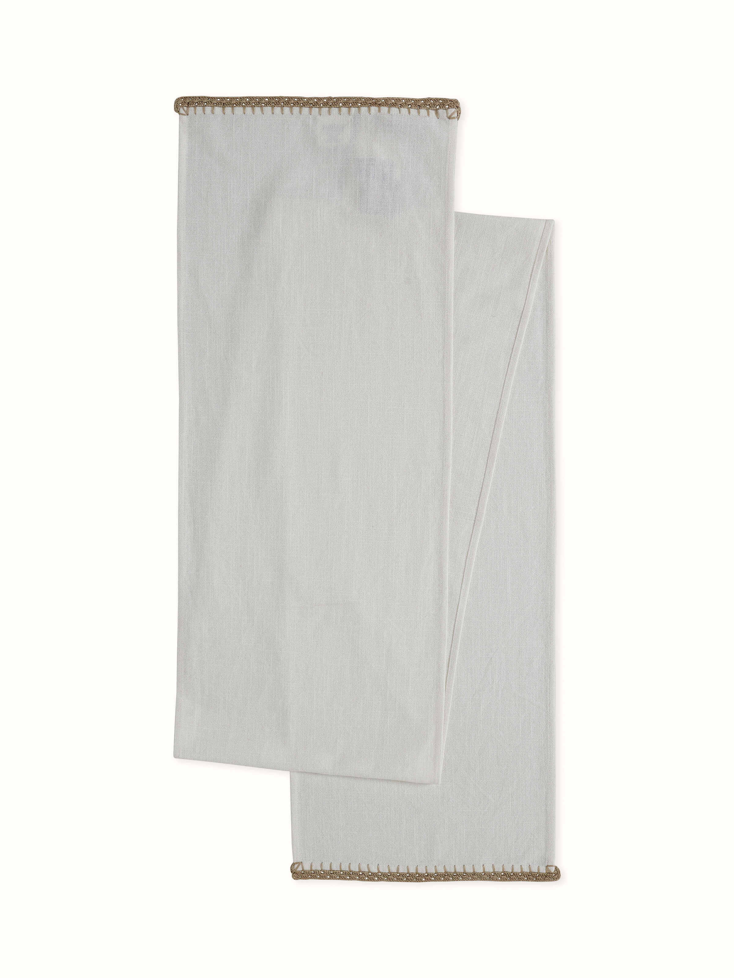 Nityam Ivory Cotton Slub Crochet Table Runner