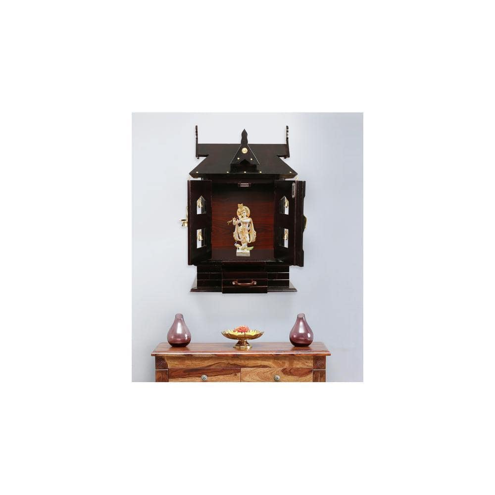 trisha engineered wood prayer unit in mahagony finish