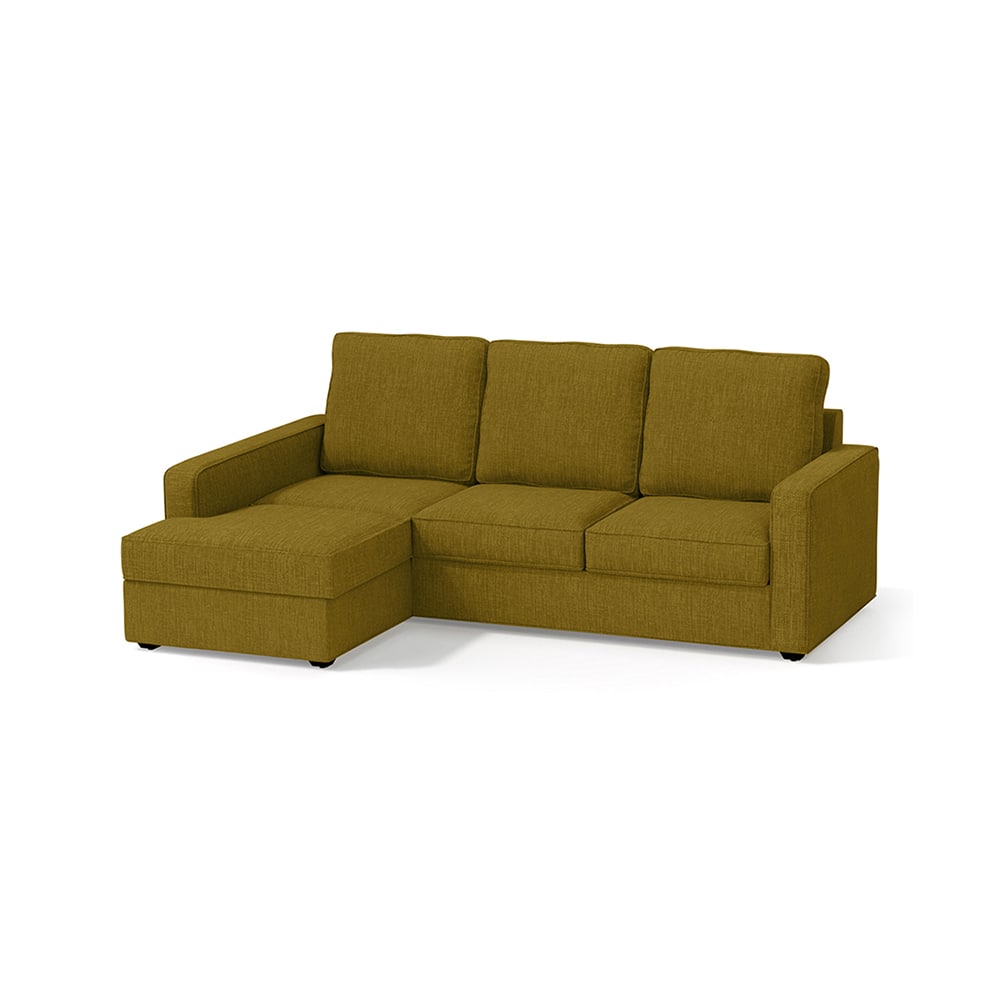 Apollo Compact Sofa (Colour : Olive Green, Cushion : Soft, Back Type : High Back, Seating Capacity : Left Aligned 2 Seater + Left Aligned Chaise) - Urban Ladder