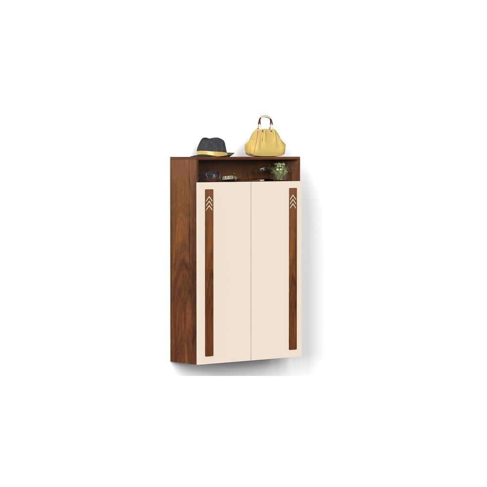 Whartin Engineered Wood Wood Dual Tone 3 Doors Shoe Rack Cabinet Slipper Footwear Stand Organizer with Drawer can Store Up to 16 Pairs for Home (Brown Maple & Beige)…